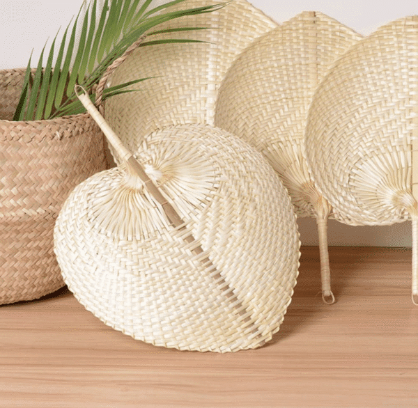 Raffia Hand Fans- 10 piece - Image 4